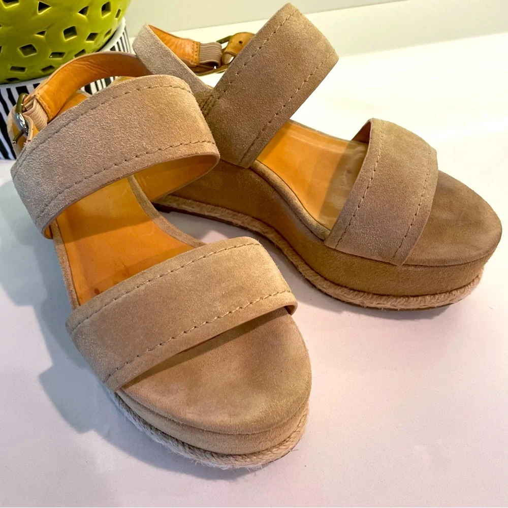 JOIE Light Tan Suede Platform Slingback Sandals! Great condition! 6 1/2